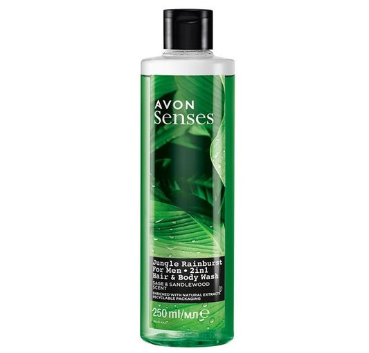 AVON Senses Jungle Rainburst shampoo & douchegel voor mannen 250 ml