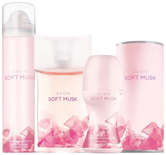 AVON Soft Musk Duftset 4-teilig mit parfümiertes Körperpuder