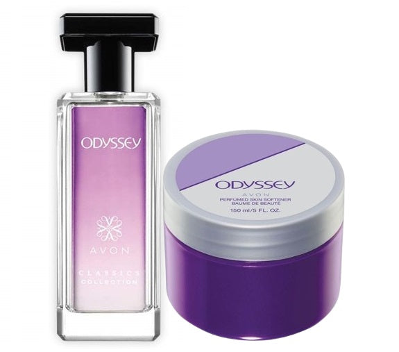 Parfum AVON Odyssey + crème adoucissante parfumée